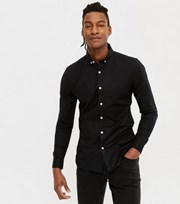 New Look Black Muscle Fit Oxford Shirt